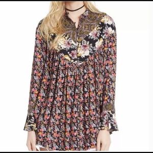 Free People Wildflower Fields Tunic Swing Top Size Medium